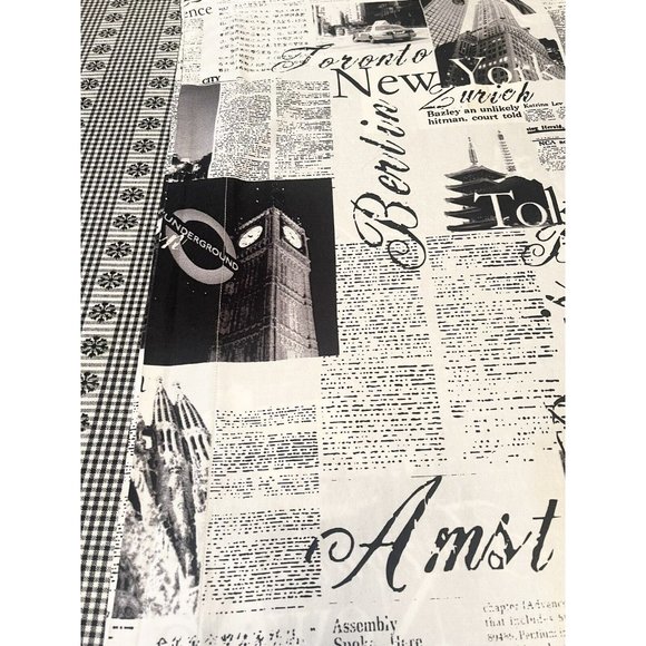 Set of 2 Alamode Home Passport Shams Black White Reversible Cotton Cities News - Picture 5 of 10